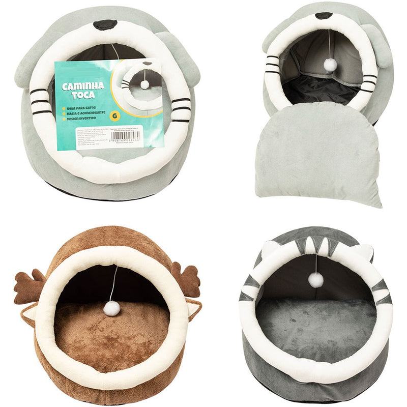 CAMA TOCA DE PELUCIA PARA CACHORRO E GATO 37X33X26CM